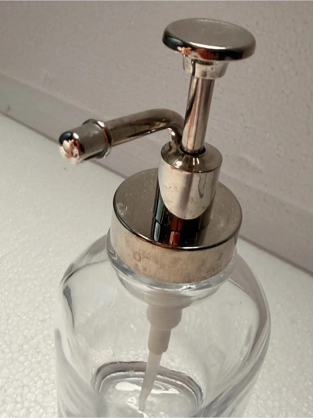 Clear Glass Pump Bottle with Silver Dispenser - Clear